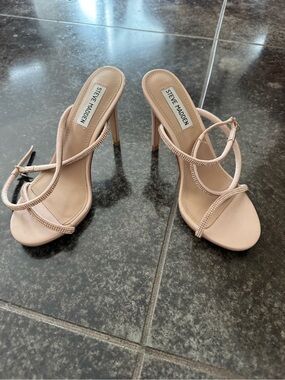 Steve Madden Nude Blush Rhinestone Strappy Stiletto Heels